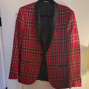 WD.NY Red Tartan Men's Blazer men’s Medium Slim Fit